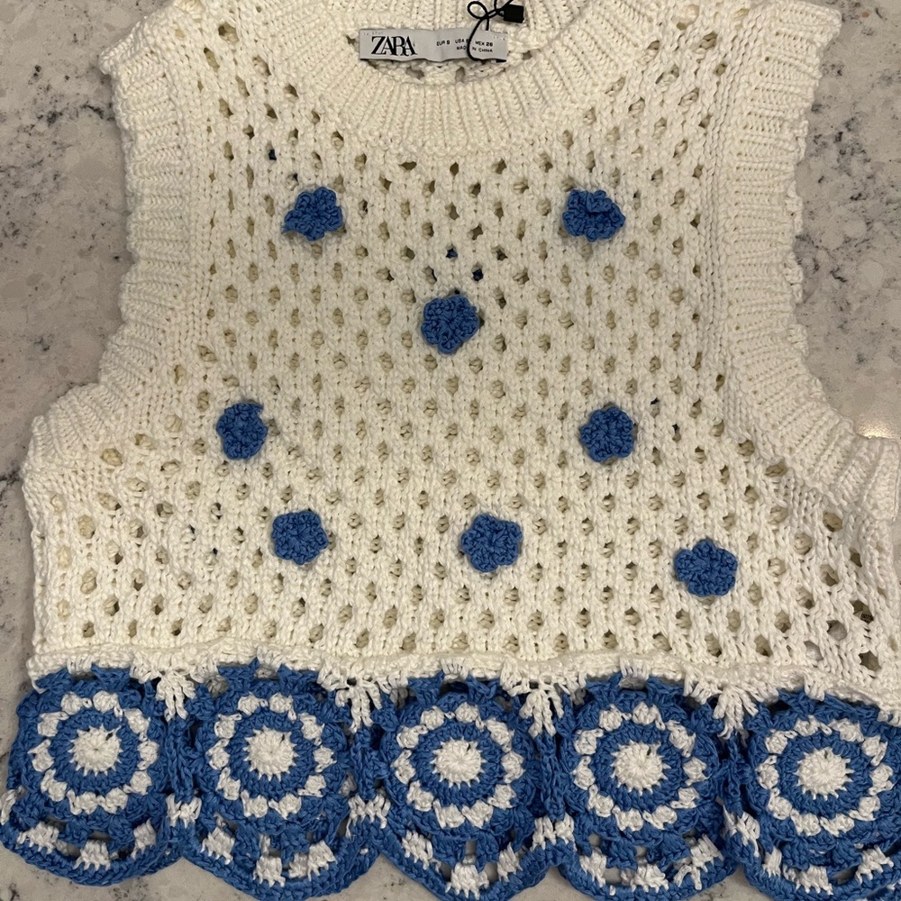 COPY - NWT Zara floral crochet top